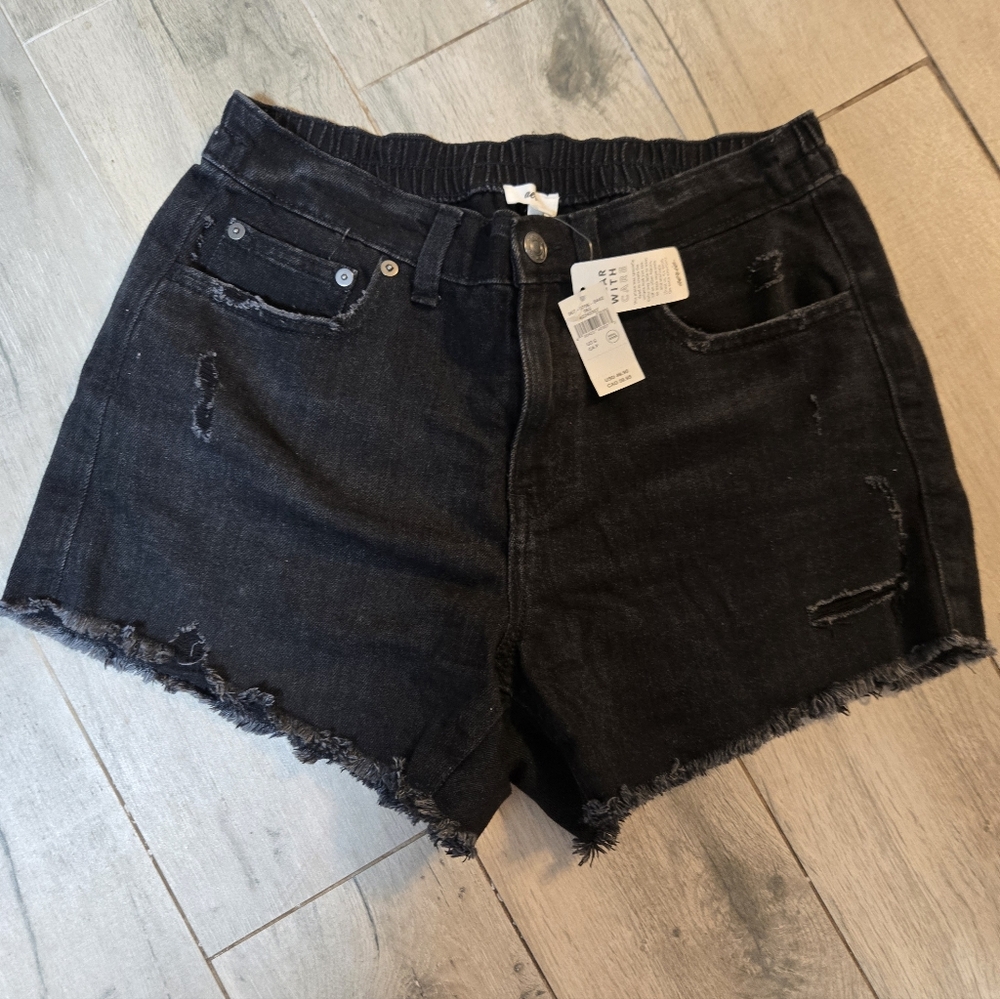 Aerie Black Distressed Jean Shorts NWT Size S